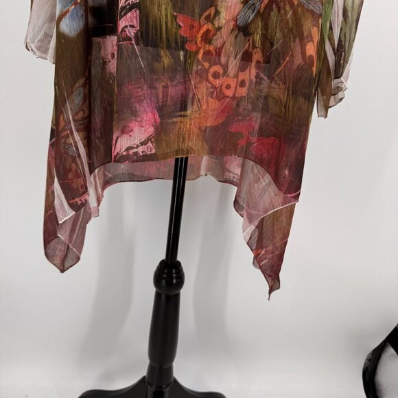 Cal Style Butterfly Tunic Top Womens‎ XL Floral Asymmetrical Forest Fairy Loose - Picture 5 of 7